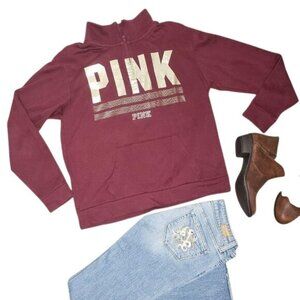 Victorias Secret Pink Maroon pull over Sweatshirt Size XS